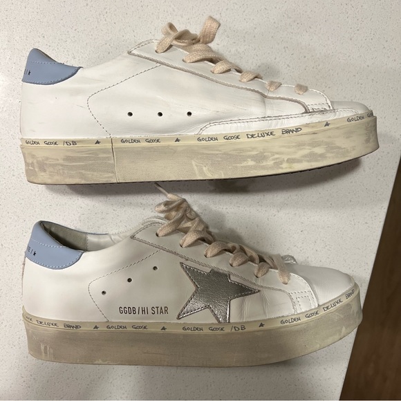 Golden Goose | Hi Star with metallic leather star and powder-blue heel tab - Picture 6 of 11